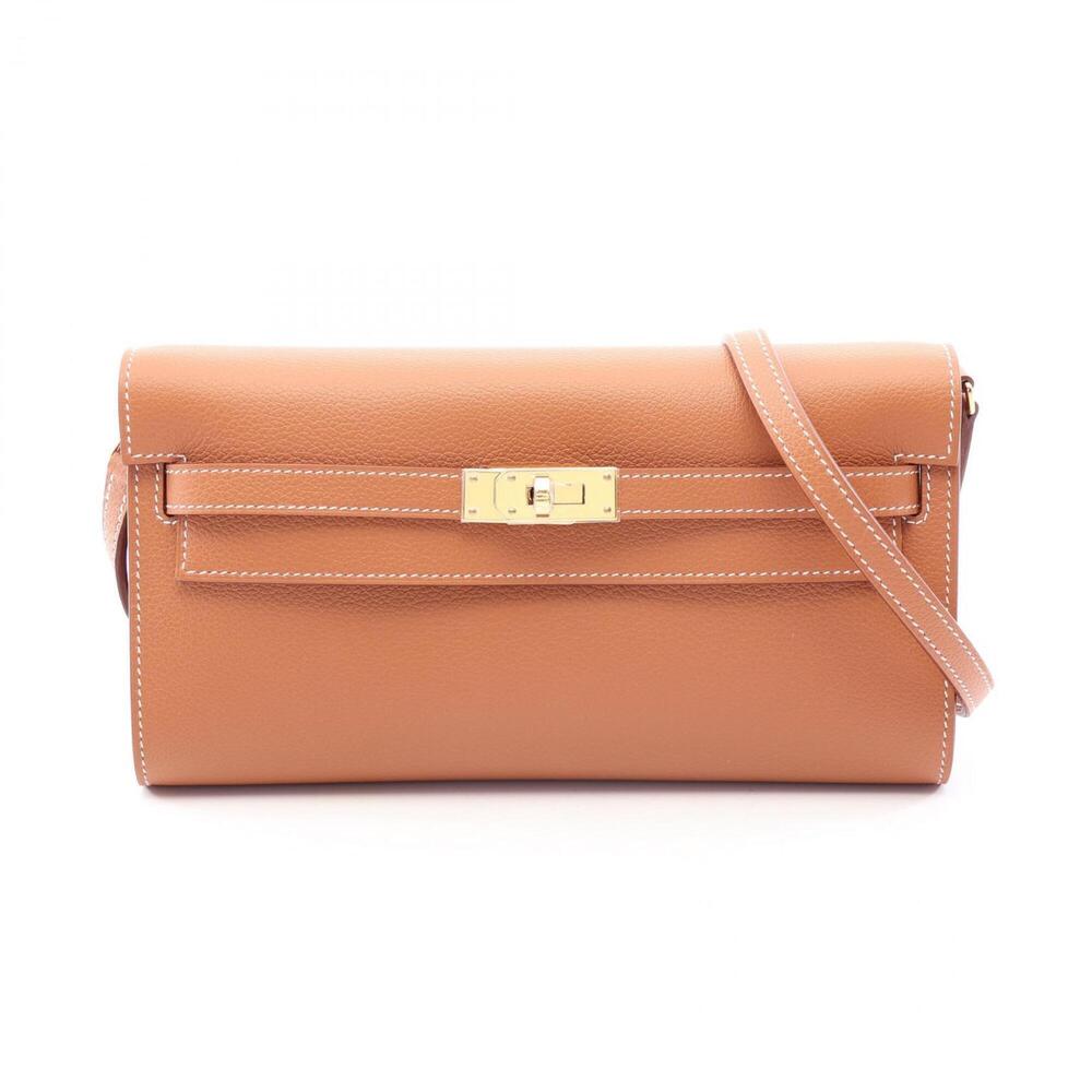 Hermes Kelly To Go Gold Shoulder Bag Handbag Evercolor Women's Brown